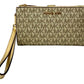 Michael Kors Jet Set Travel MK Metallic Signature Double Zi hone Case Wristlet