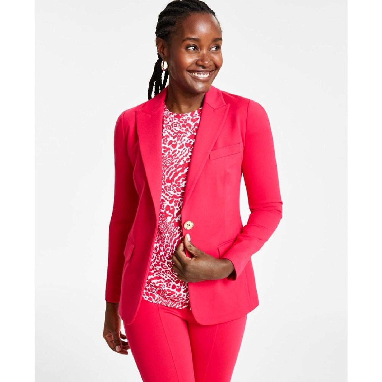 Petite Knit One-Button Blazer, Regular & Petite