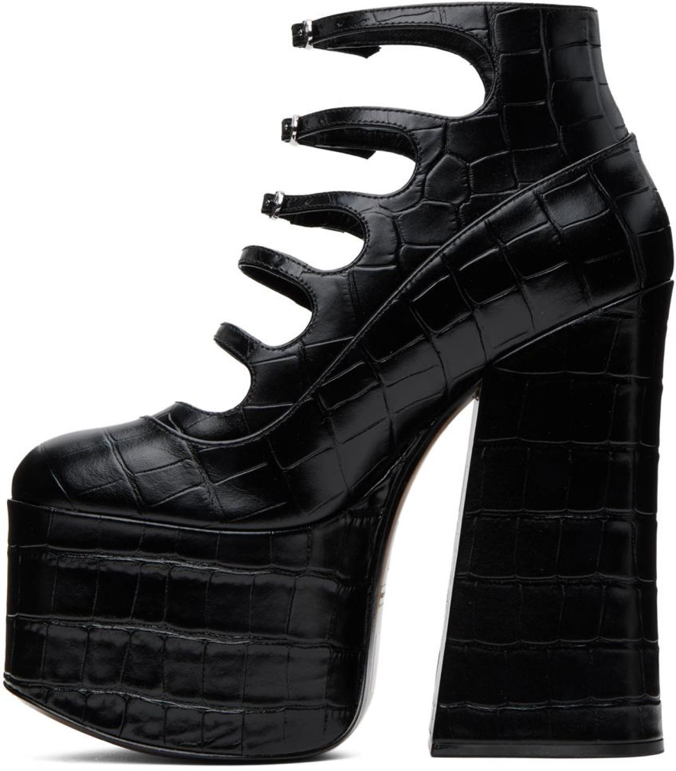 Black 'The Croc Embossed Kiki' Heels