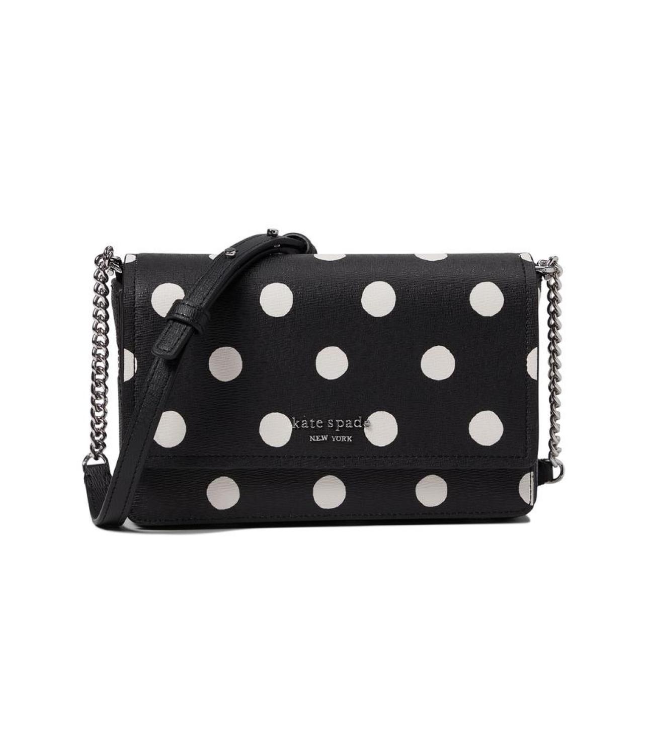 Morgan Sunshine Dot Printed Pvc Flap Chain Wallet