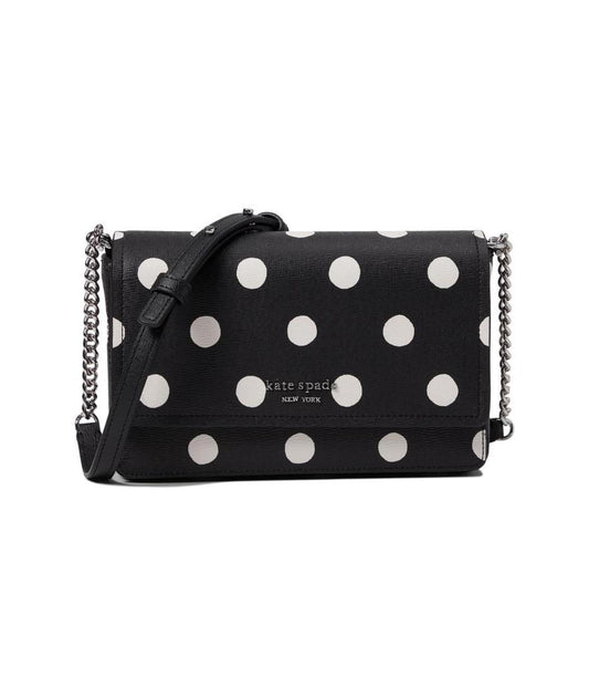 Morgan Sunshine Dot Printed Pvc Flap Chain Wallet