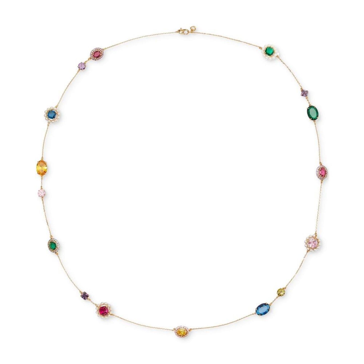 Gold-Tone Multicolor Crystal Scatter 31" Statement Necklace