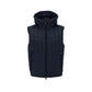 Water-repellent hooded gilet with lightweight padding