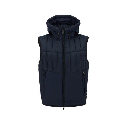 Water-repellent hooded gilet with lightweight padding