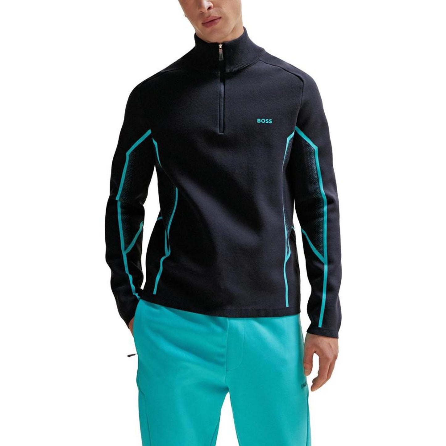Men's Degrade Jacquard Zip-Neck Regular-Fit Sweater