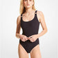 Embellished Textured Stretch Swimsuit