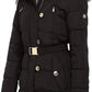 Fur Trim Hooded Down Coat in Black