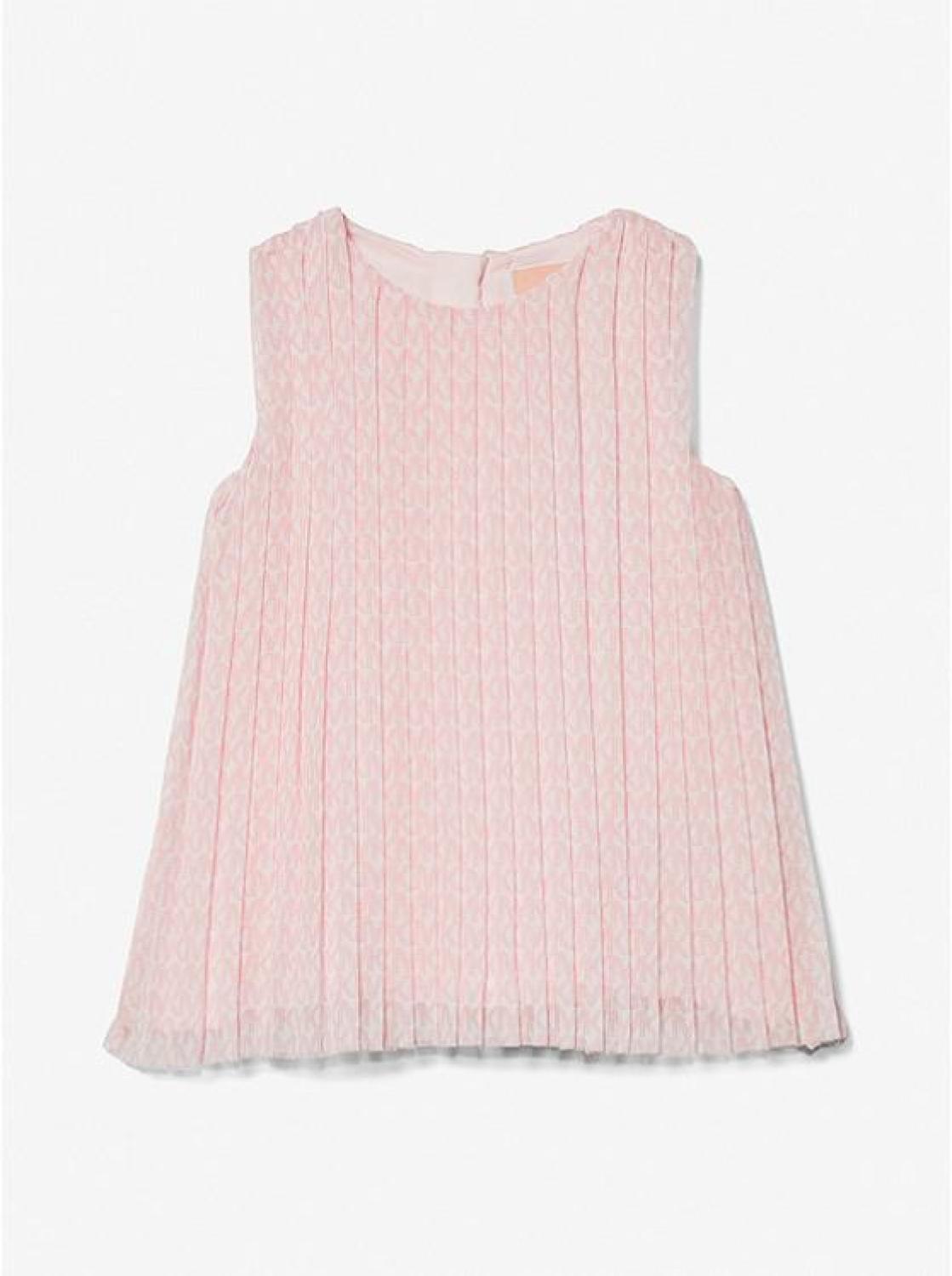 Logo Print Georgette Pleated Baby Dress