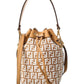 FENDI Mon Tresor Mini Raffia & Leather Bucket Bag