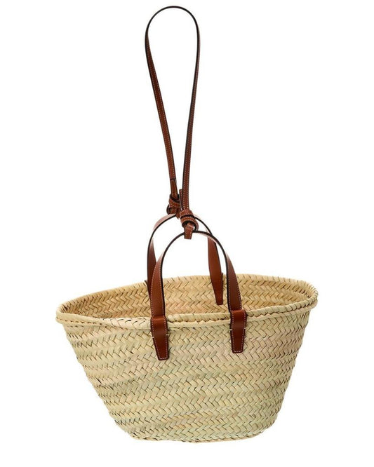 CELINE Teen Classic Panier Palm Leaves & Leather Tote