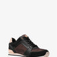 Billie Suede and Glitter Chain-Mesh Trainer