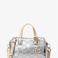 Grayson Small Logo Embossed Patent Duffel Crossbody Bag