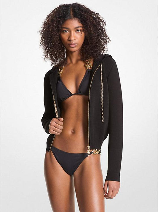 Stretch Viscose Chain Zip-Up Hoodie