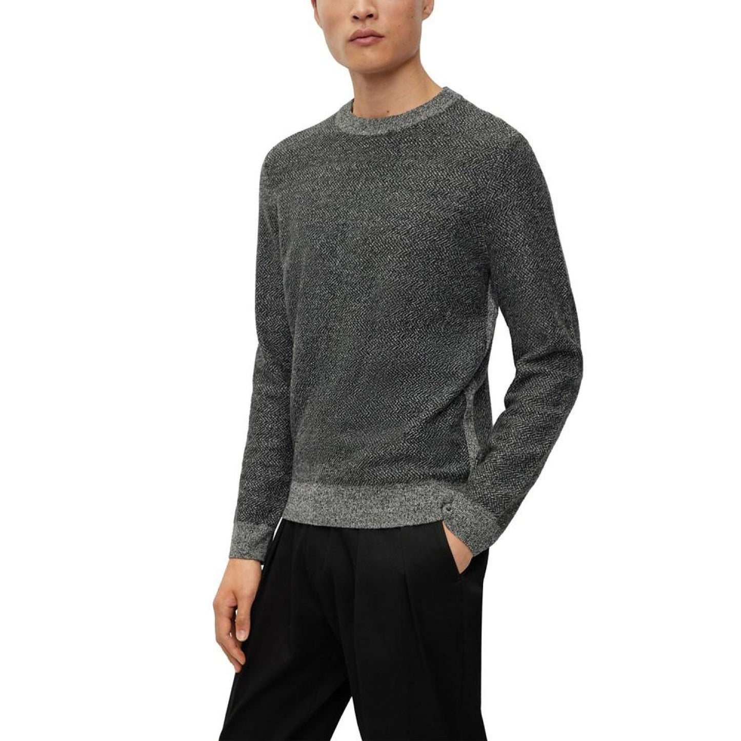 Men's Herringbone Structure Regular-Fit Sweater