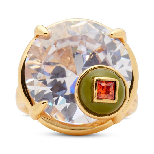 Gold-Tone Cubic Zirconia Martini Statement Ring