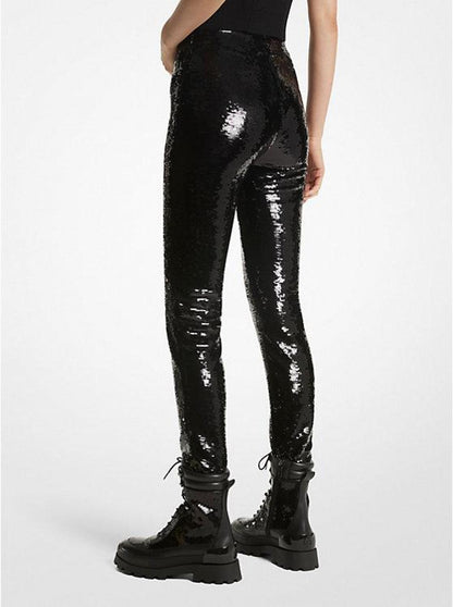 Sequined Stretch Jersey Leggings