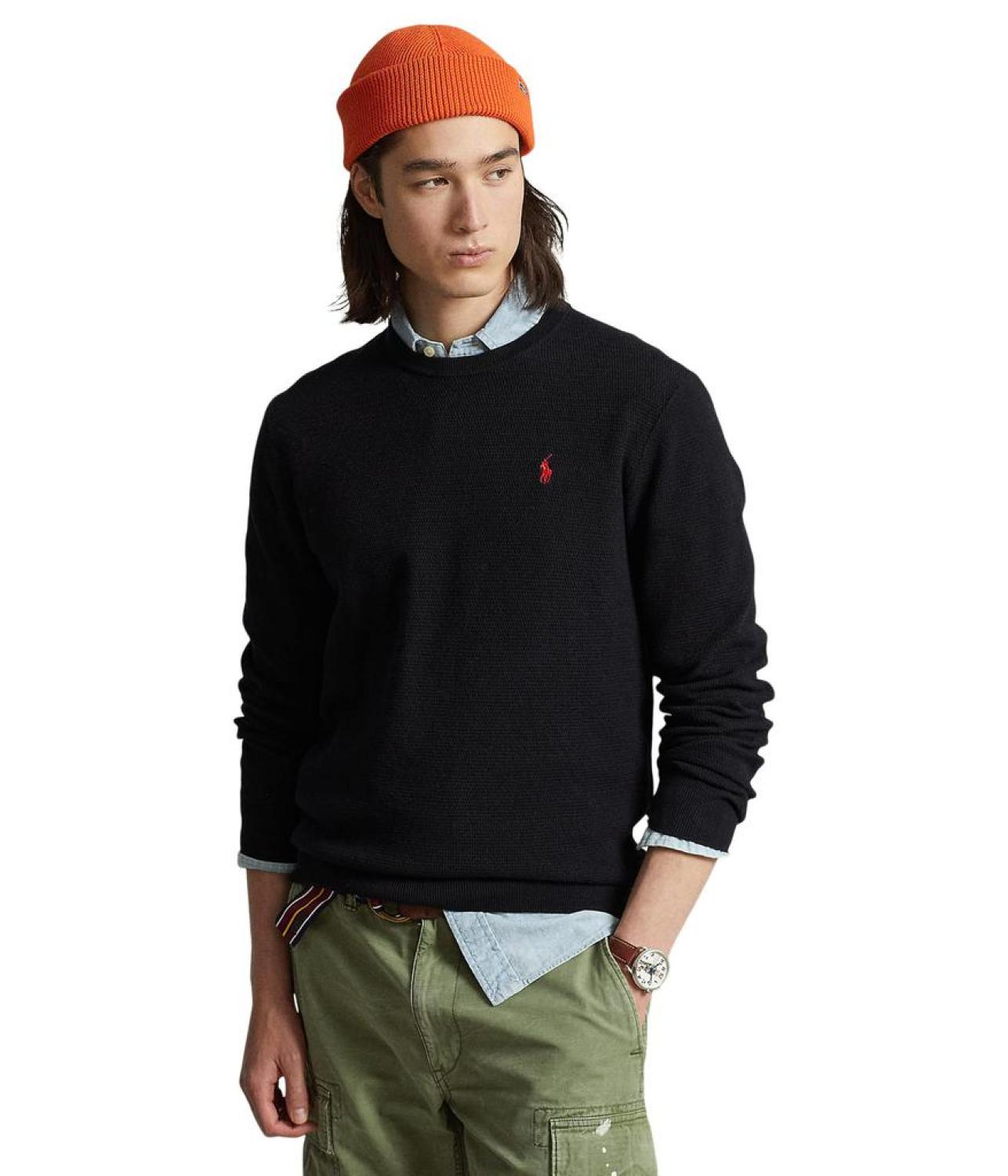 Textured-Knit Cotton Sweater