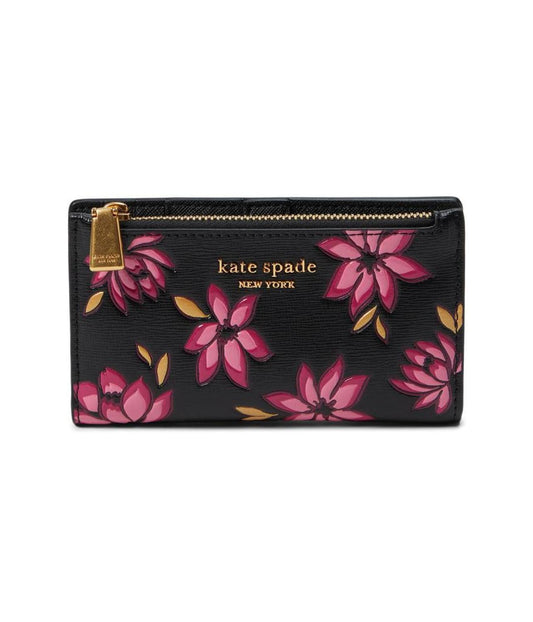 Morgan Winter Blooms Embossed Saffiano Leather Small Slim Bifold Wallet