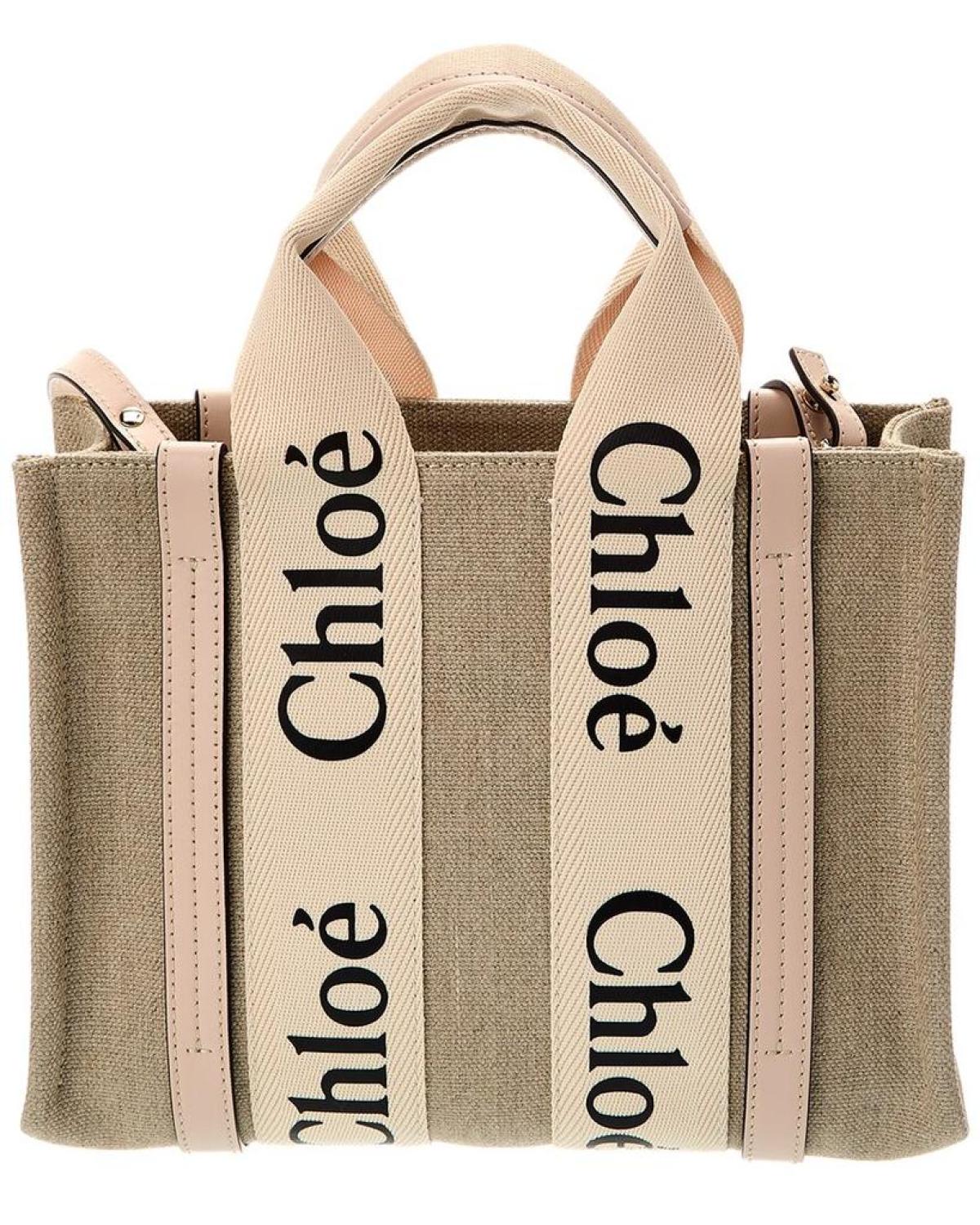 Chloé Woody Small Canvas & Leather Tote