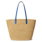 Brie Leather-Trim Straw Medium Tote Bag
