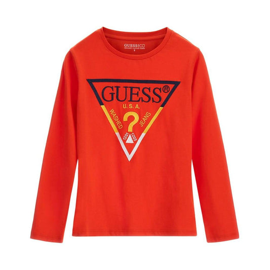 Big Boys Cotton Embroidered Triangle Logo Long Sleeve T-shirt