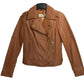 Women Luggage Leather Moto Jacket In Cognac