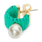 Francesca Gold-Tone Imitation Pearl & Raffia Mini Hoop Earrings