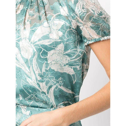 Short Sleeved Chiffon Burnout Top