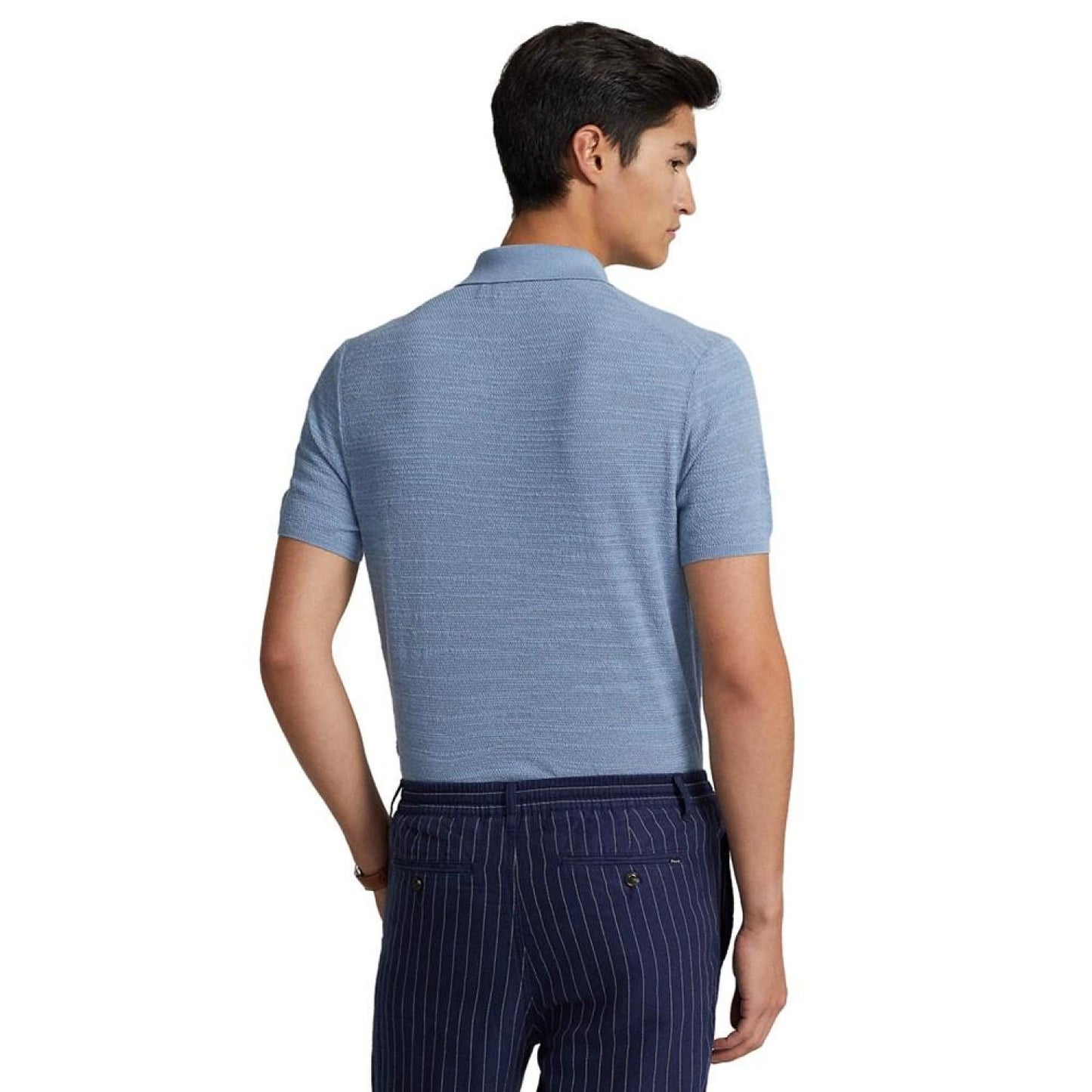 Men's Cotton-Linen Polo-Collar Sweater, Created for Macy's