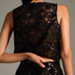 Sheer Embroidered Sequin Tank Top In Black