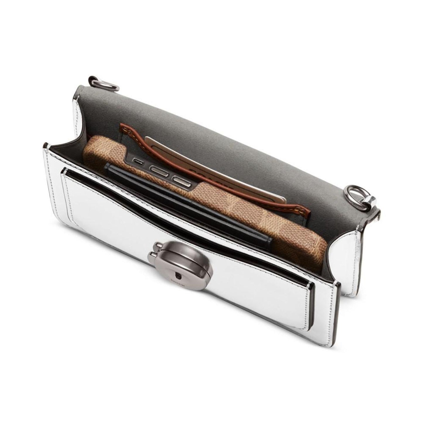 Tabby Metallic Leather Crossbody Wristlet