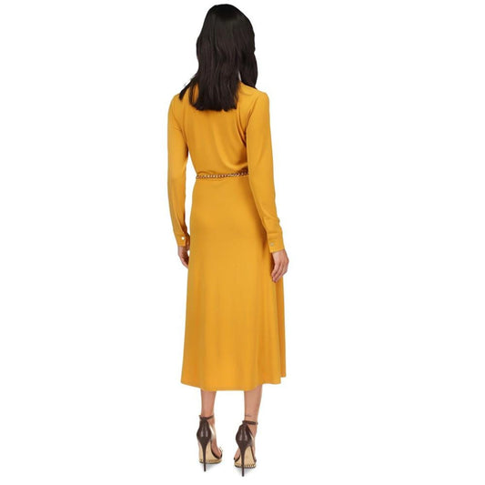 Women's Solid Chain Faux-Wrap Dress