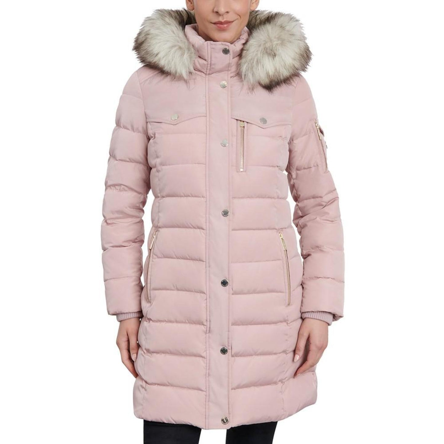 Women's Faux-Fur-Trim Hooded Puffer Coat, Created for Macy's
