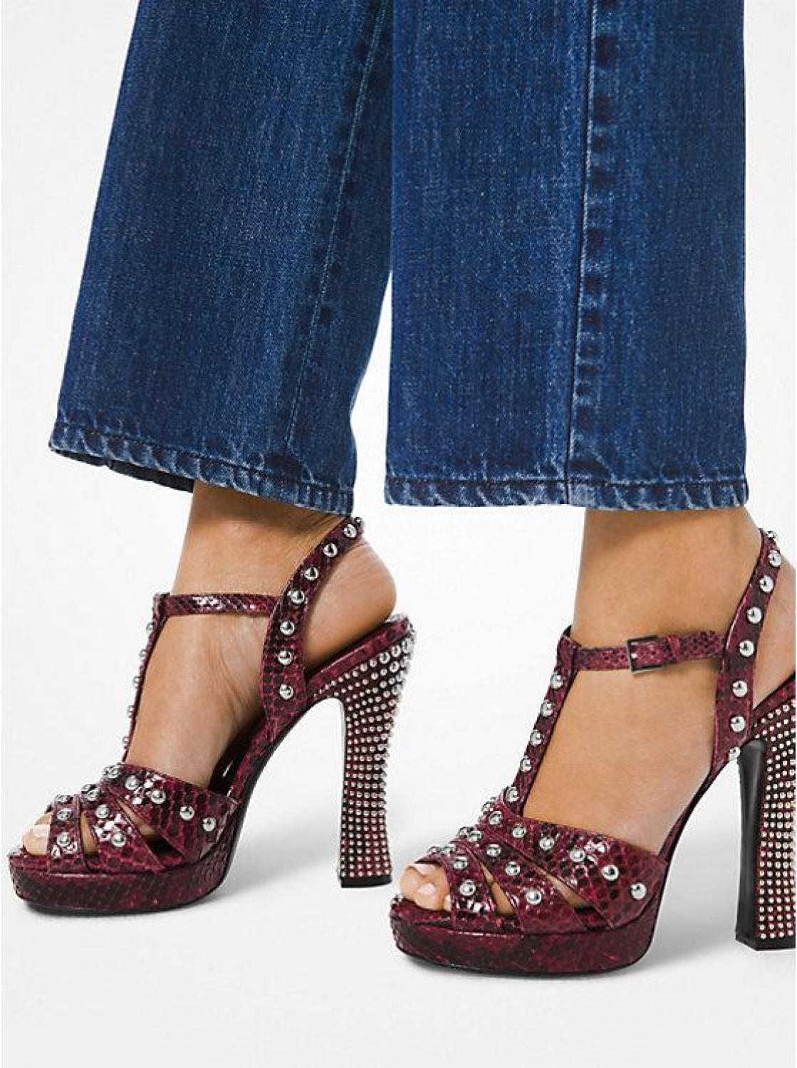 Rosanna Studded Python Platform Sandal