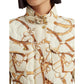 Belting-Print Diamond-Quilted Down Coat