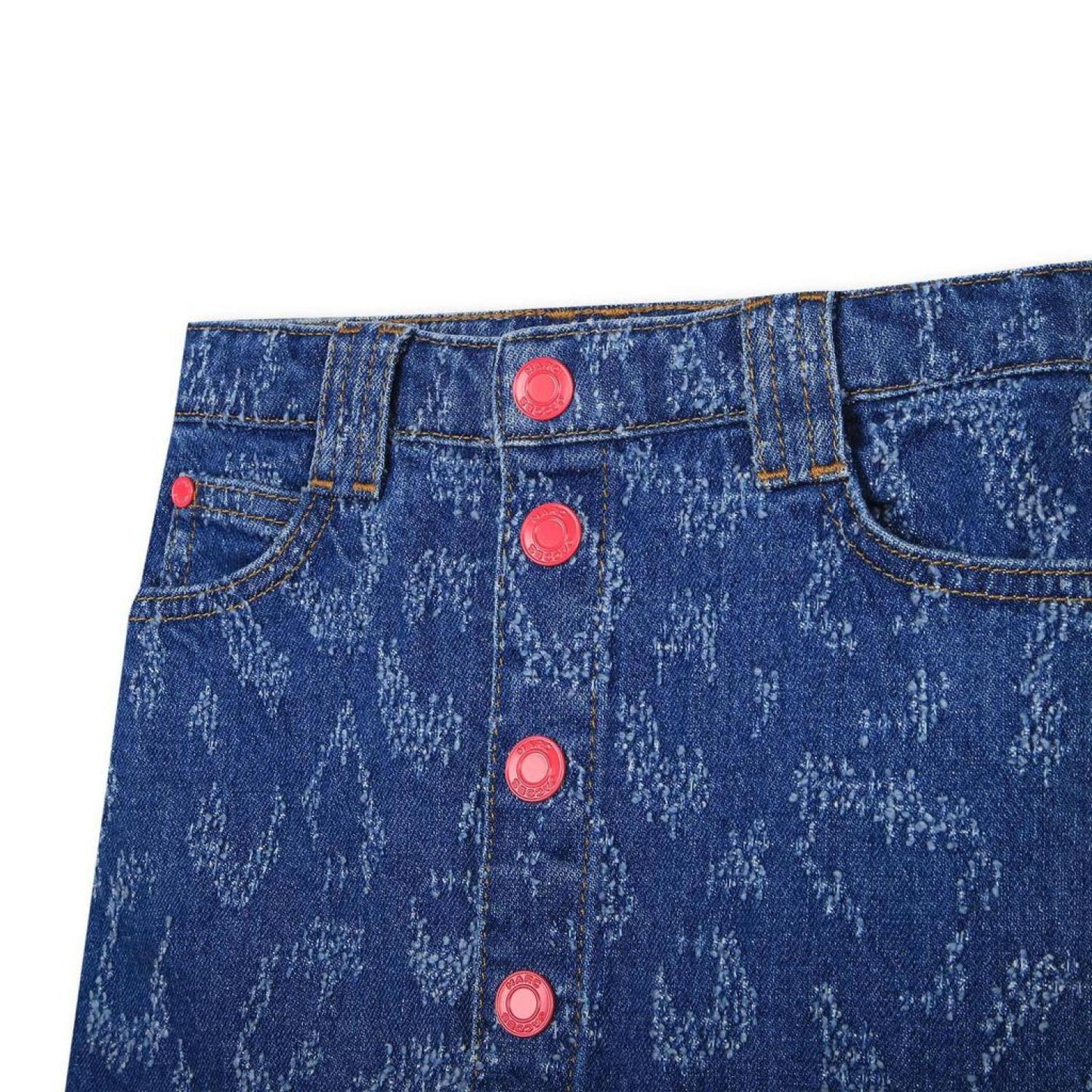 The Marc Jacobs Kids Laser-Cut Leopard Printed Denim Skirt
