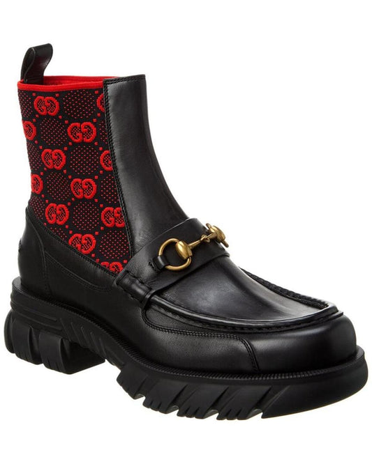 Gucci GG Knit & Leather Boot