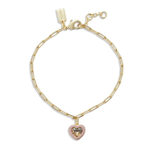 Faux Stone Crystal Heart Charm Bracelet