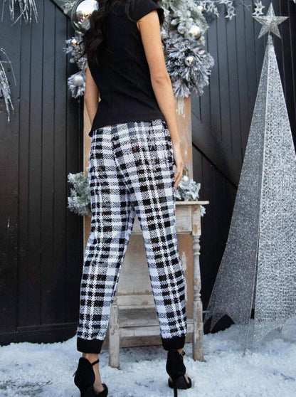 Fernanda Jogger In Plaid Sequins