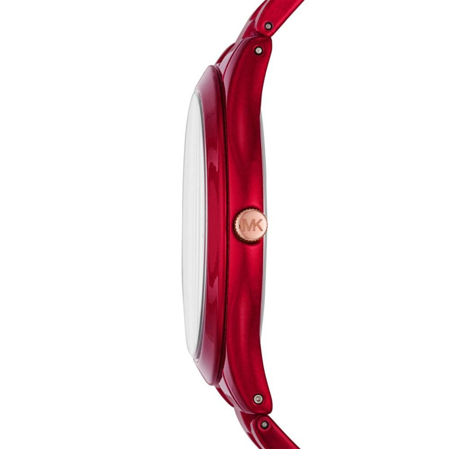 Unisex Slim Runway Red-Tone Stainless Steel Bracelet Watch