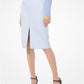 Gingham Cotton Slit-Front Pencil Skirt