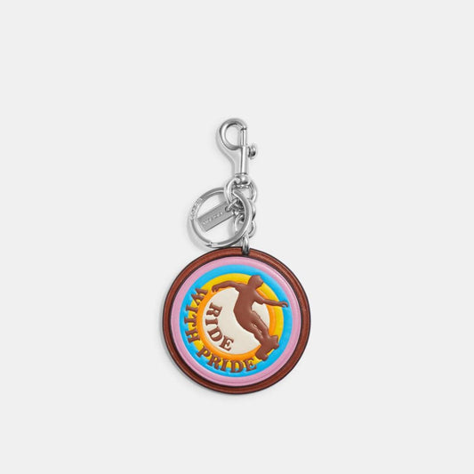 Coach Outlet Ride With Pride Bag Charm In Rainbow Signature Canvas