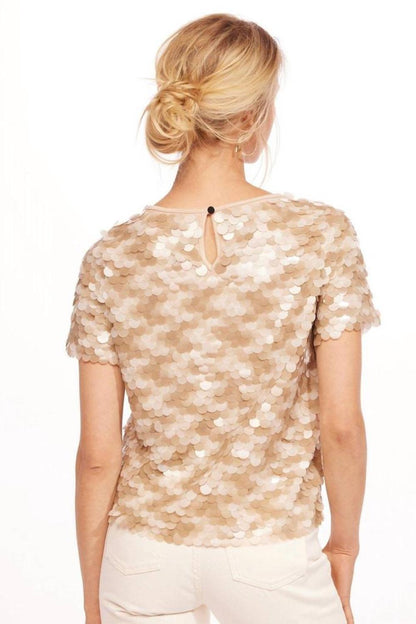 Sequin Tee In Taupe