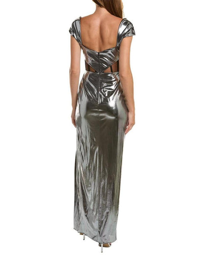 Marchesa Notte Metallic Column Gown
