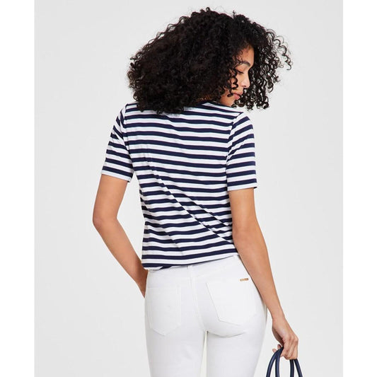 Women's Striped Chain-Neck T-Shirt, Regular & Petite