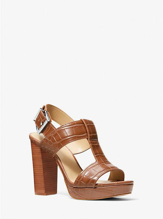 Becker Crocodile Embossed Faux Leather Platform Sandal