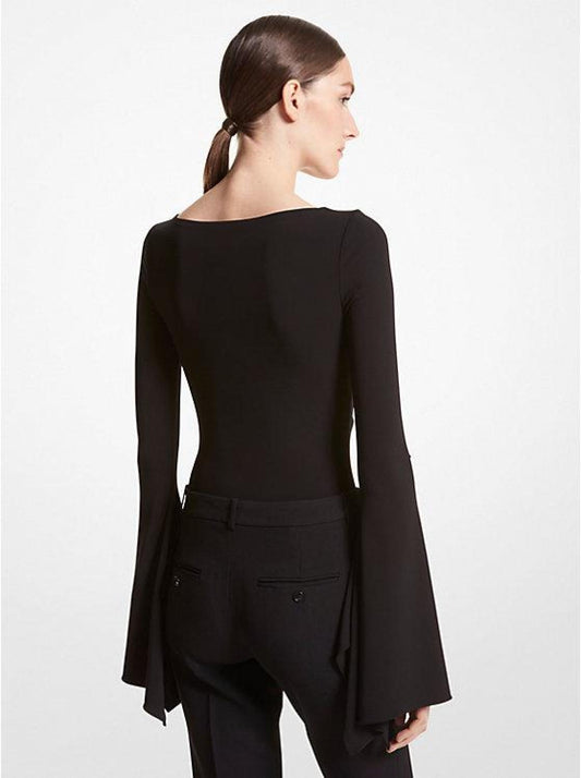 Stretch Matte Jersey Bell-Sleeve Bodysuit