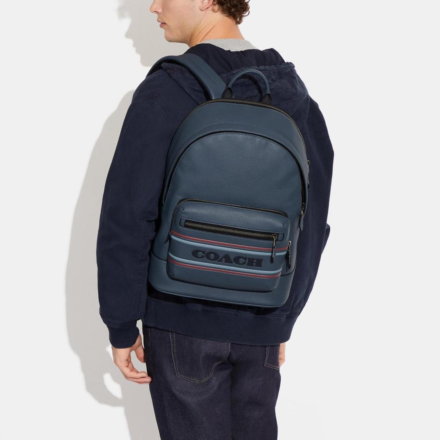coach backpack with laptop sleeve Coach Outlet West Backpack With Coach Stripe