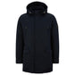 Down-filled hooded jacket with logo patch