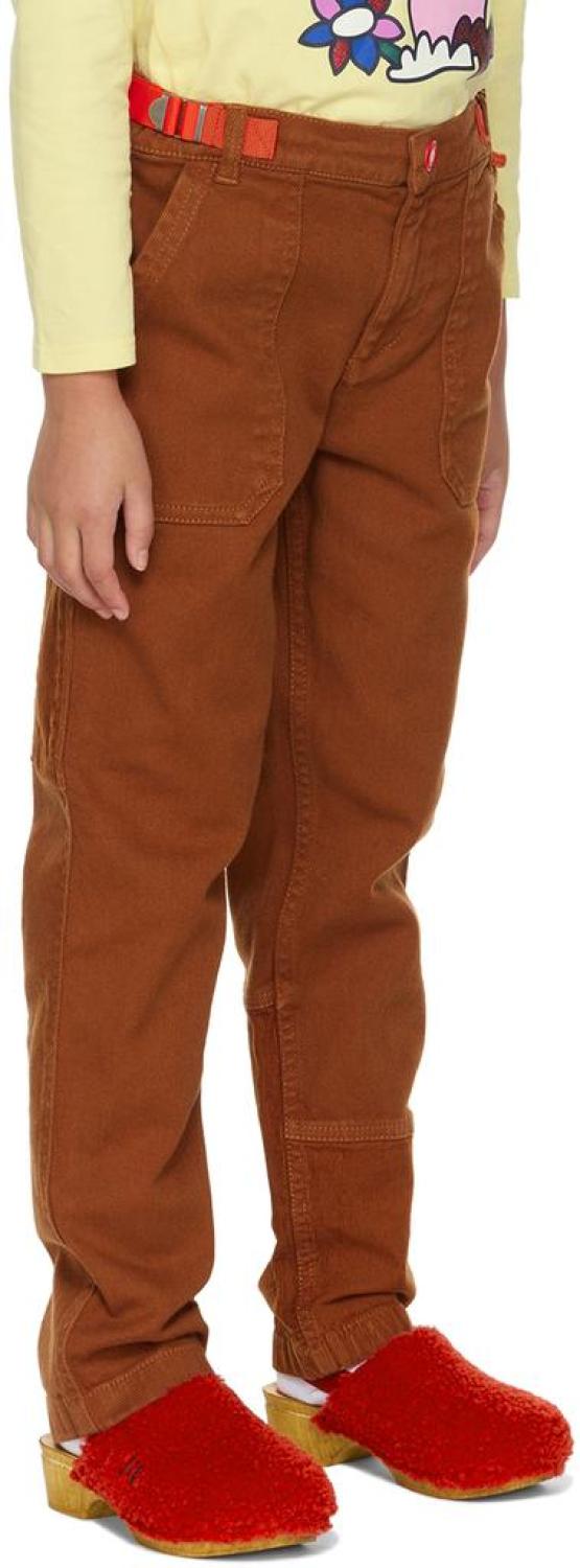Kids Orange Paneled Cargo Pants